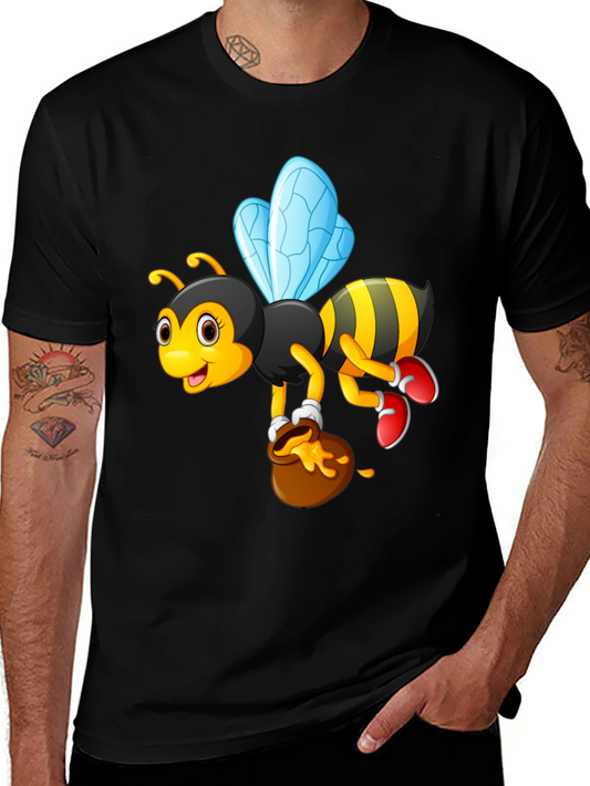 Cartoon Bee & Honey Pot Graphic T-Shirt