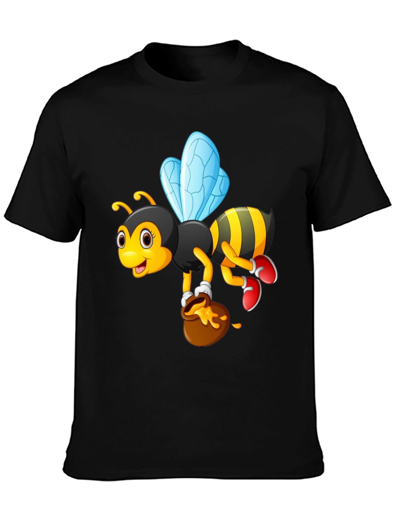 Cartoon Bee & Honey Pot Graphic T-Shirt