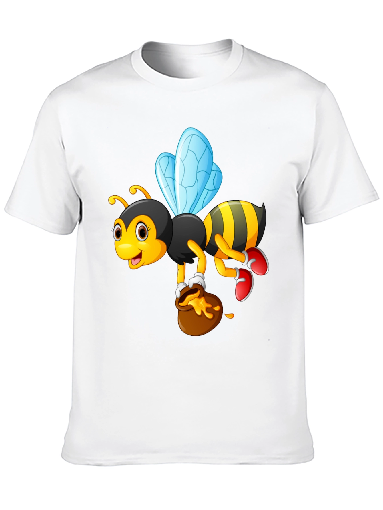 Cartoon Bee & Honey Pot Graphic T-Shirt