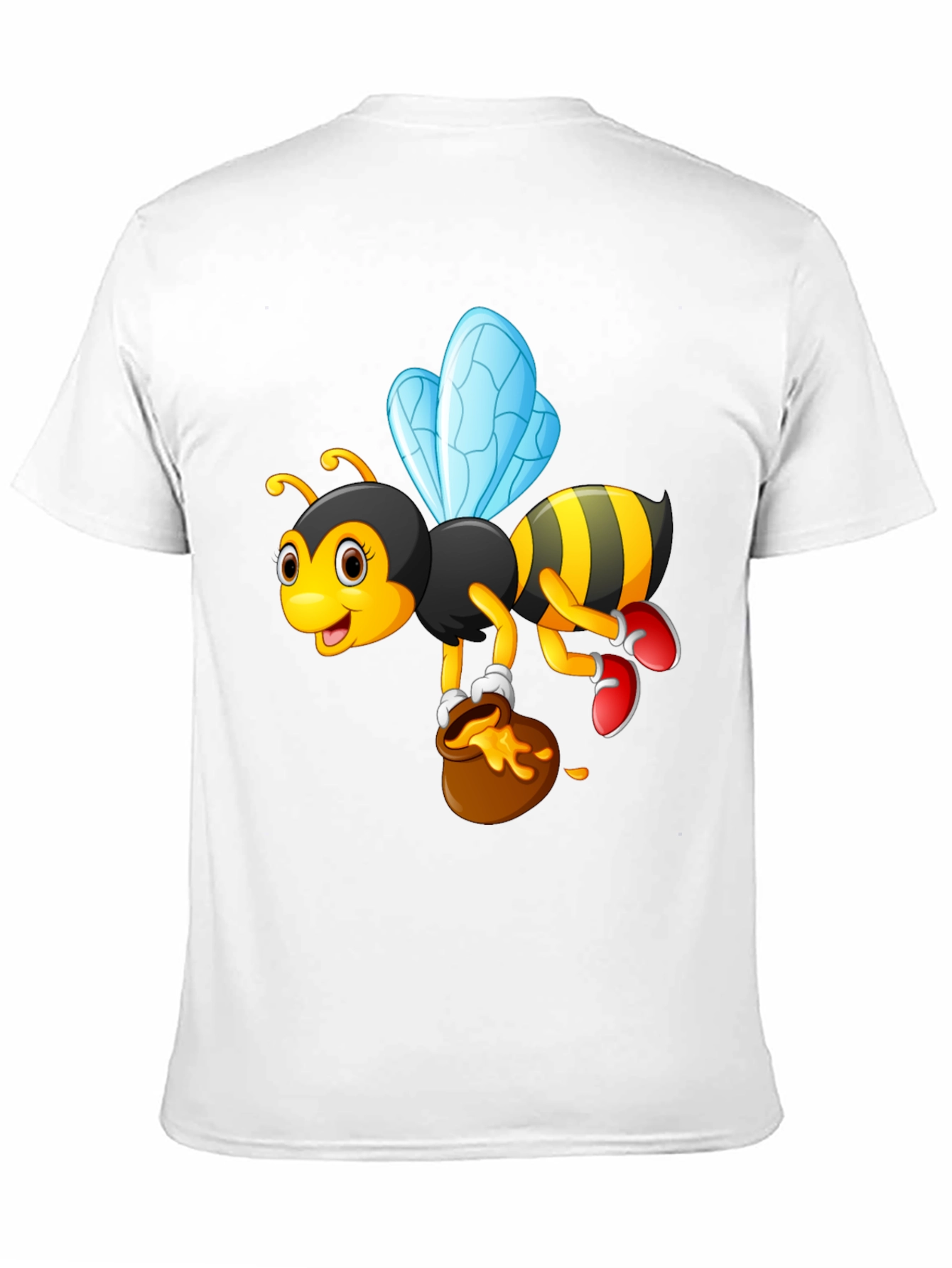 Cartoon Bee & Honey Pot Graphic T-Shirt