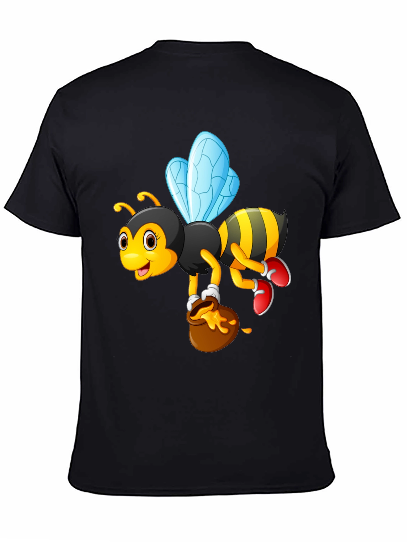 Cartoon Bee & Honey Pot Graphic T-Shirt