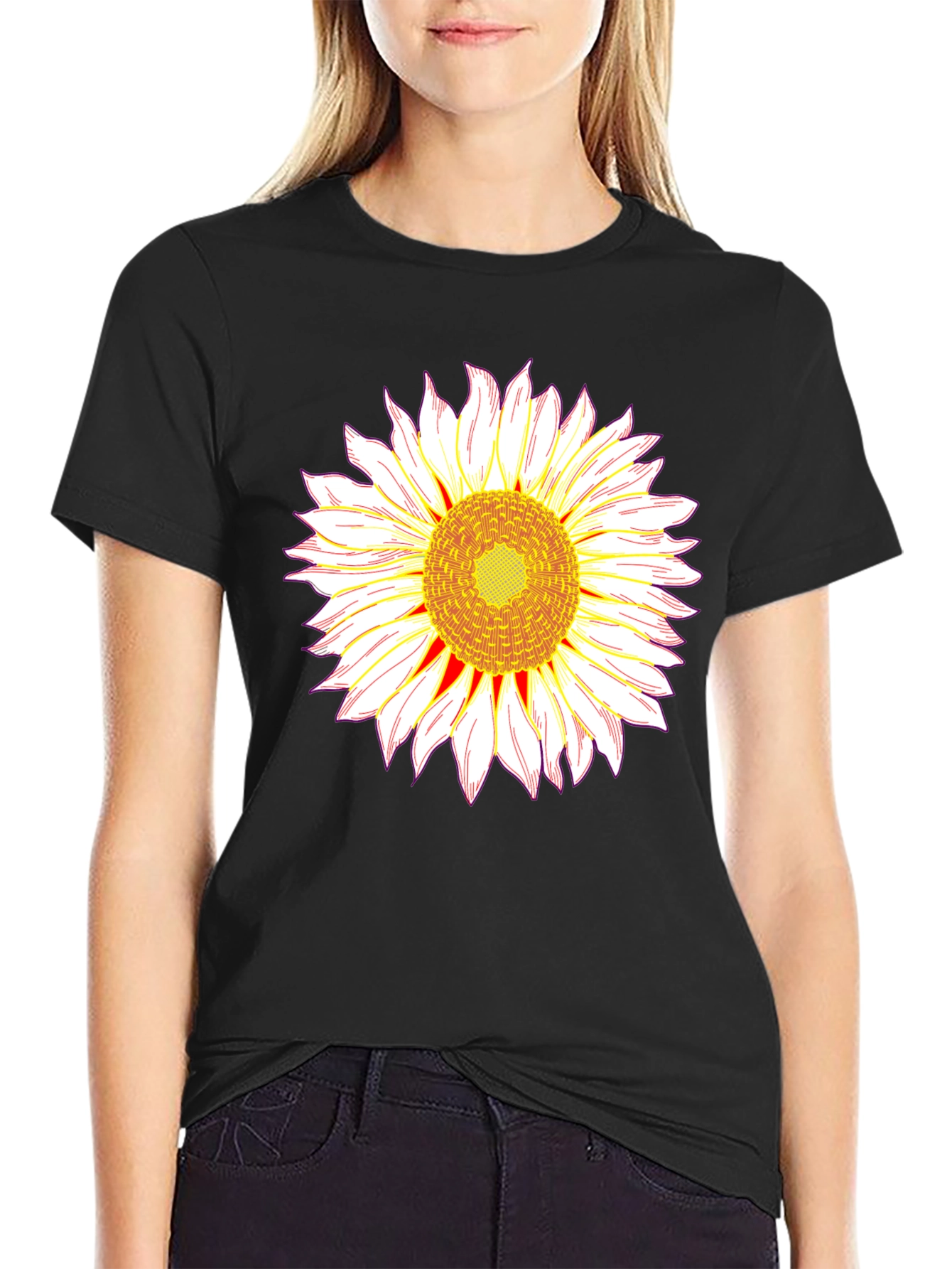 Sunflower Graphic T-Shirt - Bold Black Tee