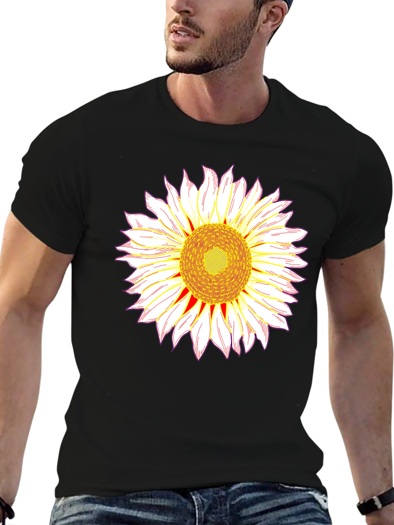 Sunflower Graphic T-Shirt - Bold Black Tee
