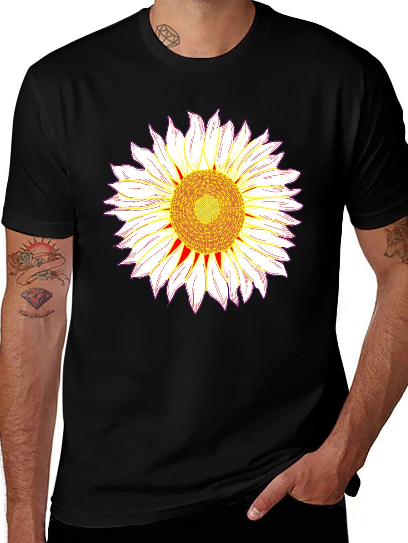Sunflower Graphic T-Shirt - Bold Black Tee
