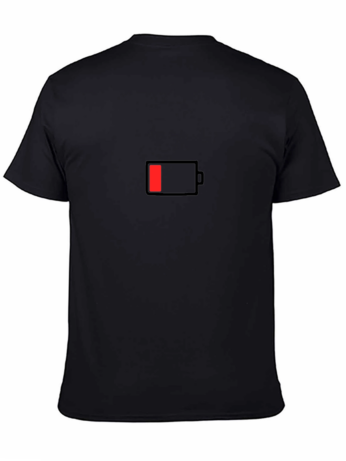 Low Battery Graphic Print Black T-Shirt