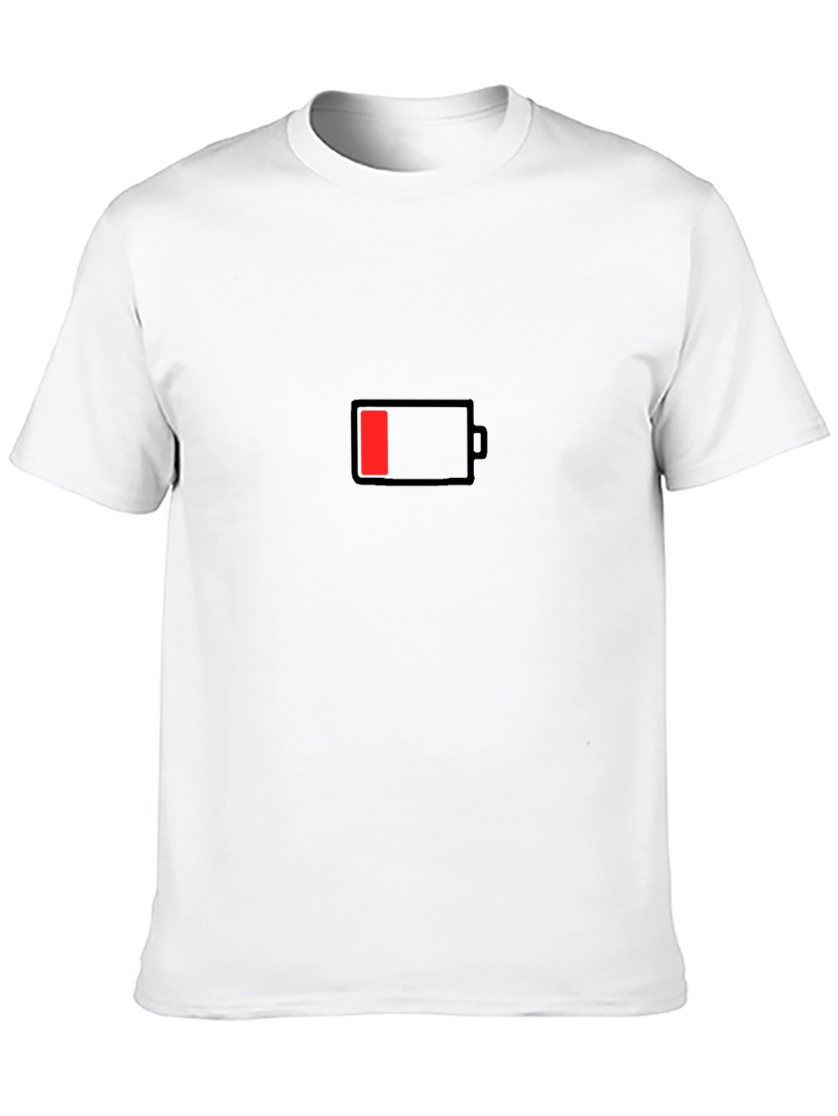 Low Battery Graphic Print Black T-Shirt
