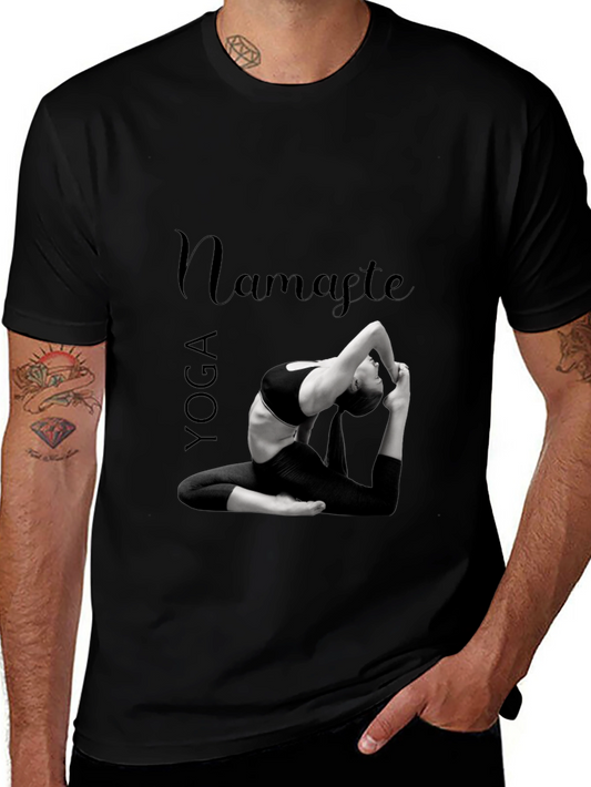 Yoga Namaste Graphic Print Black T-Shirt