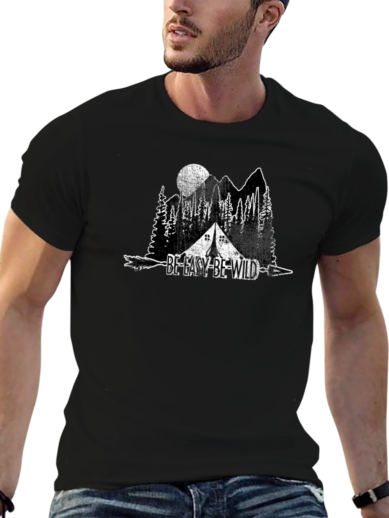 Be Easy Be Wild Black Graphic Tee