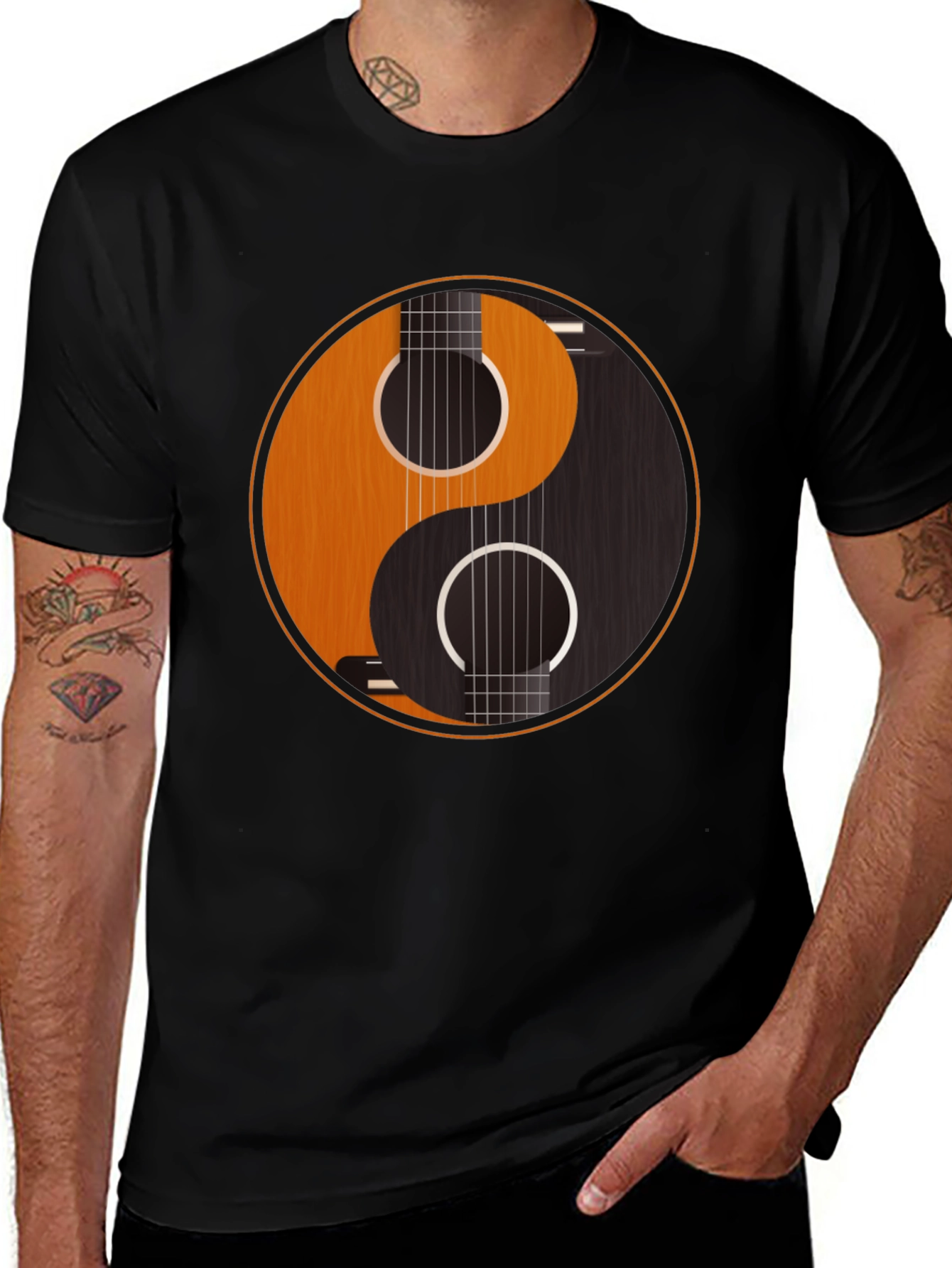Yin Yang Guitar Graphic Tee - Harmony & Music