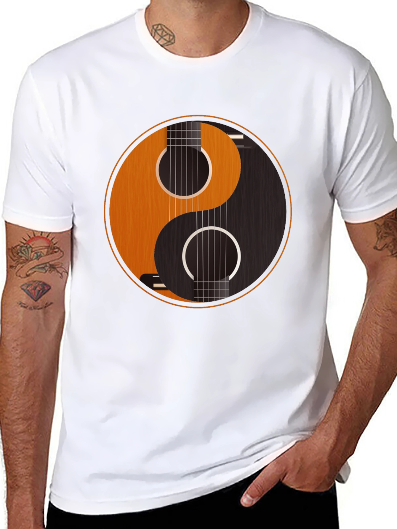 Yin Yang Guitar Graphic Tee - Harmony & Music