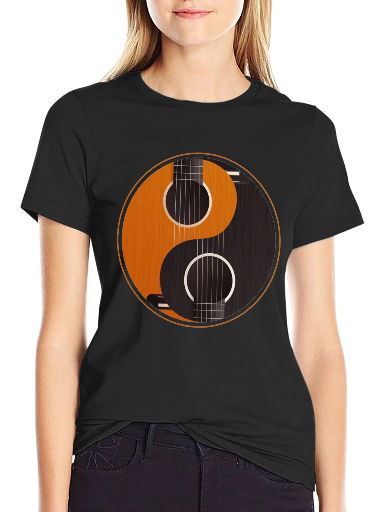 Yin Yang Guitar Graphic Tee - Harmony & Music