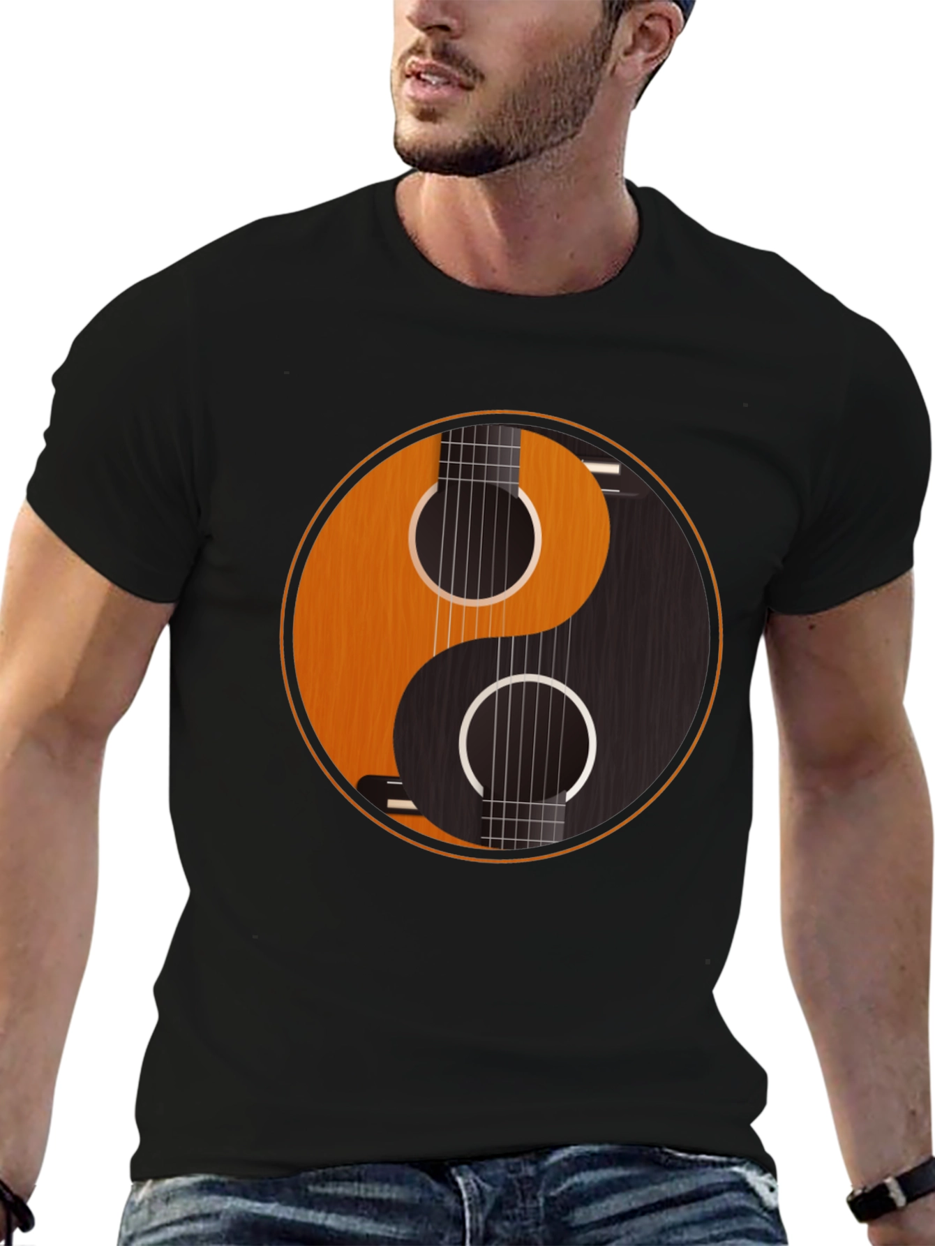 Yin Yang Guitar Graphic Tee - Harmony & Music