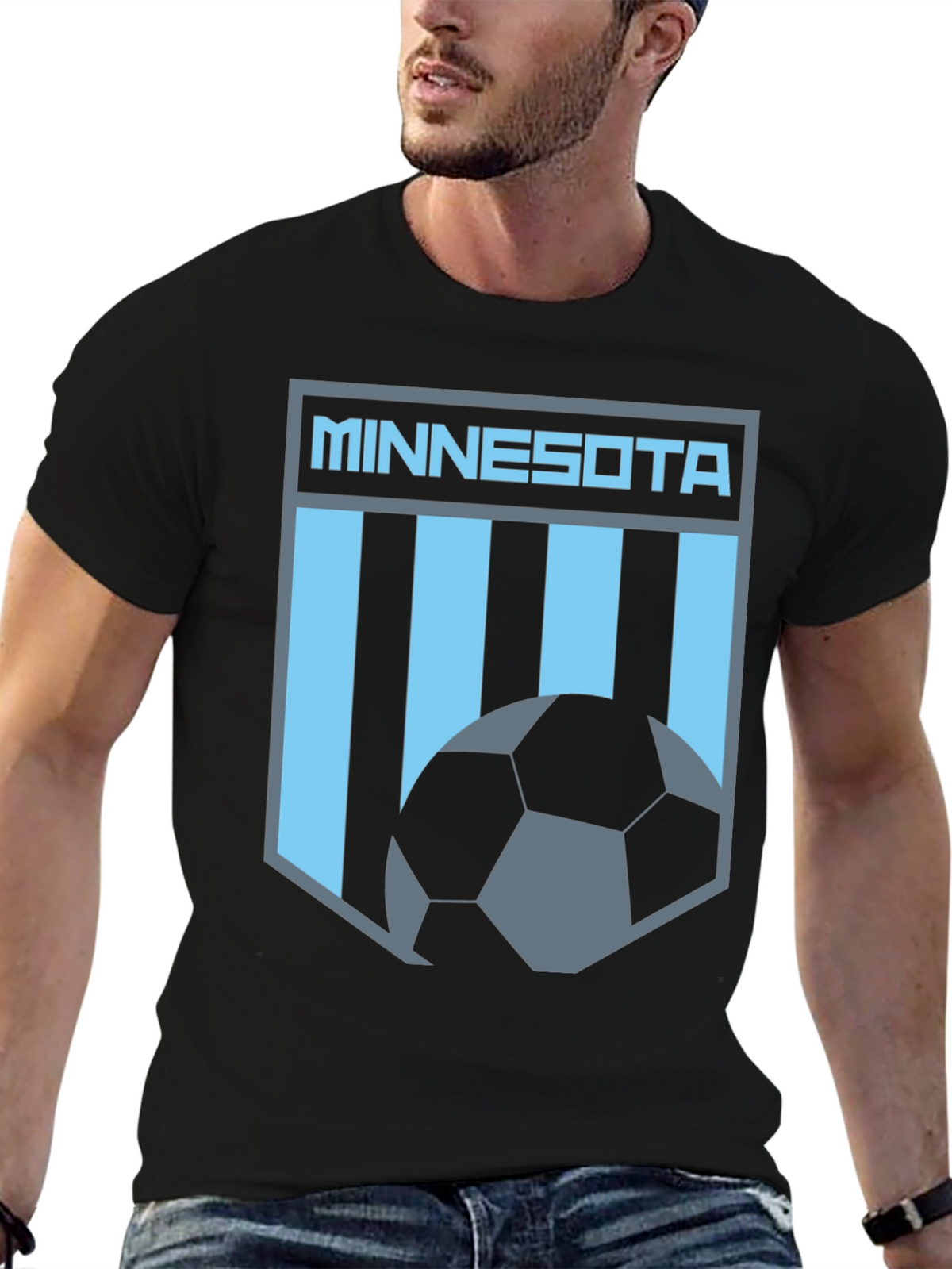 Minnesota Soccer Graphic Tee - Black Cotton T-Shirt