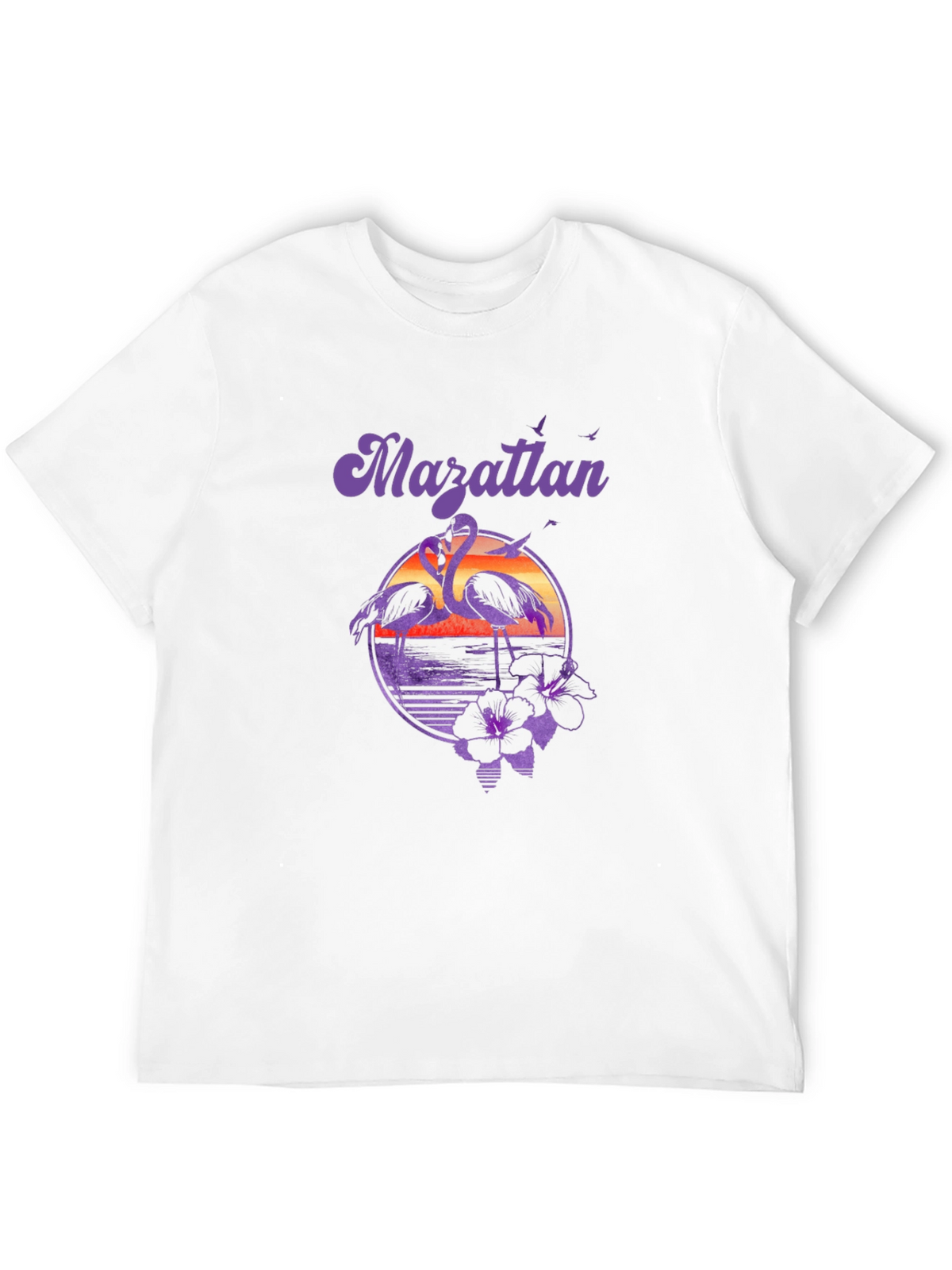 Mazatlan Flamingo Sunset Graphic Tee - Black