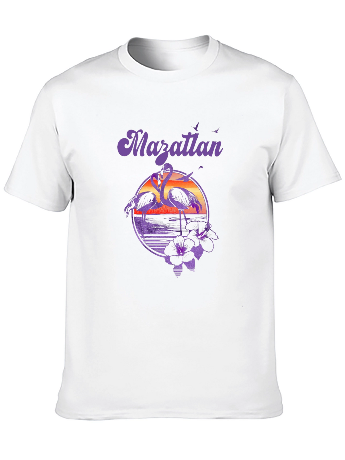 Mazatlan Flamingo Sunset Graphic Tee - Black