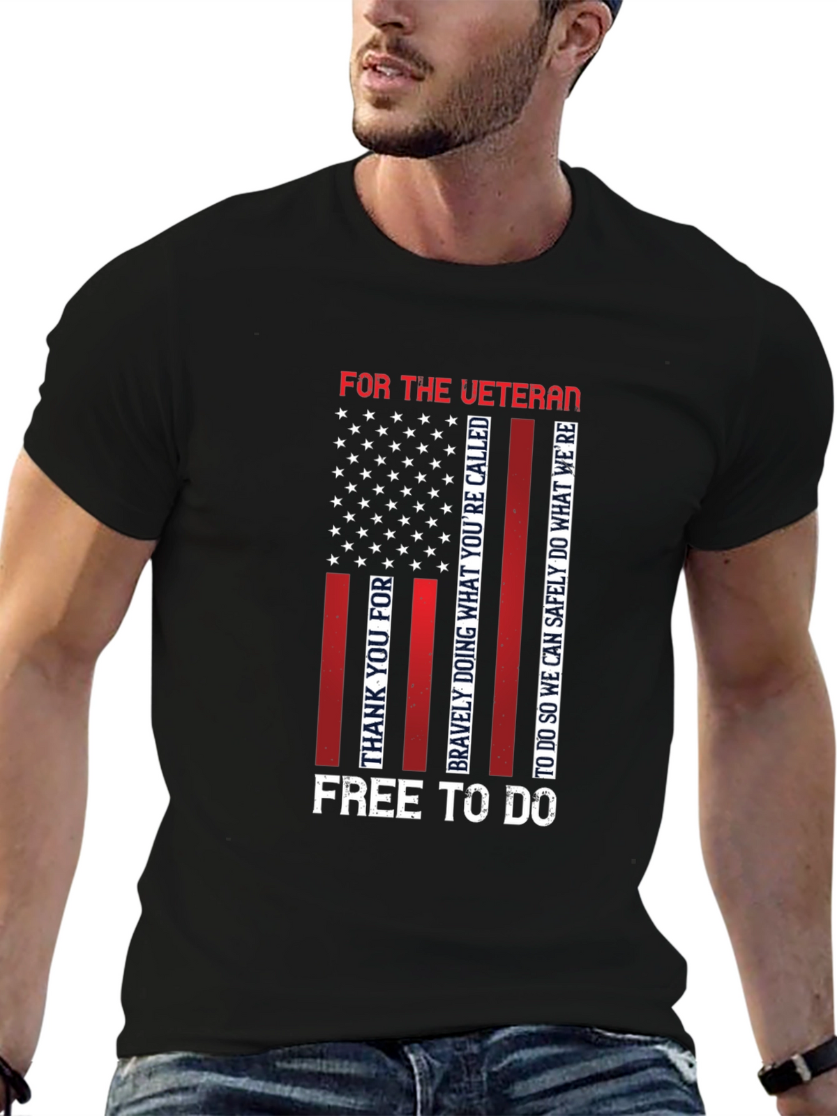 Veteran Patriotic T-Shirt - Mens Black Tee