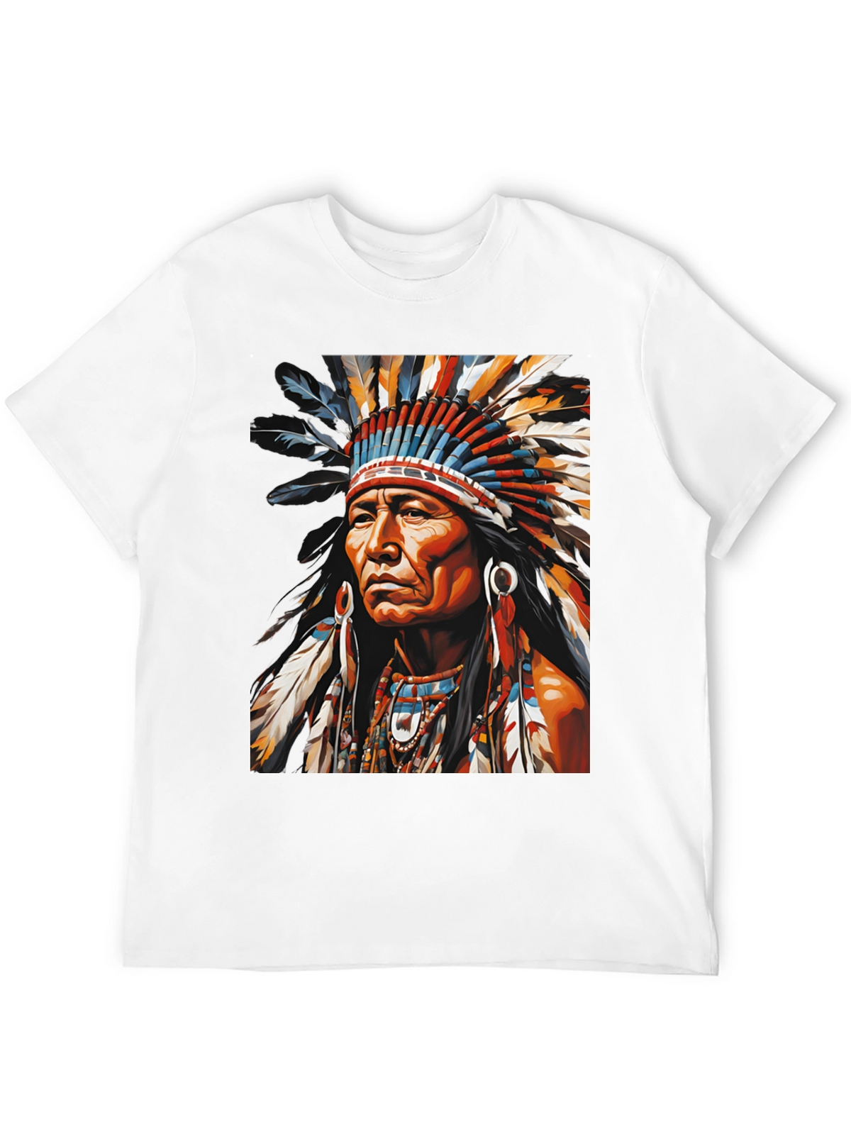 Native American Headdress Graphic Tee - Bold Style