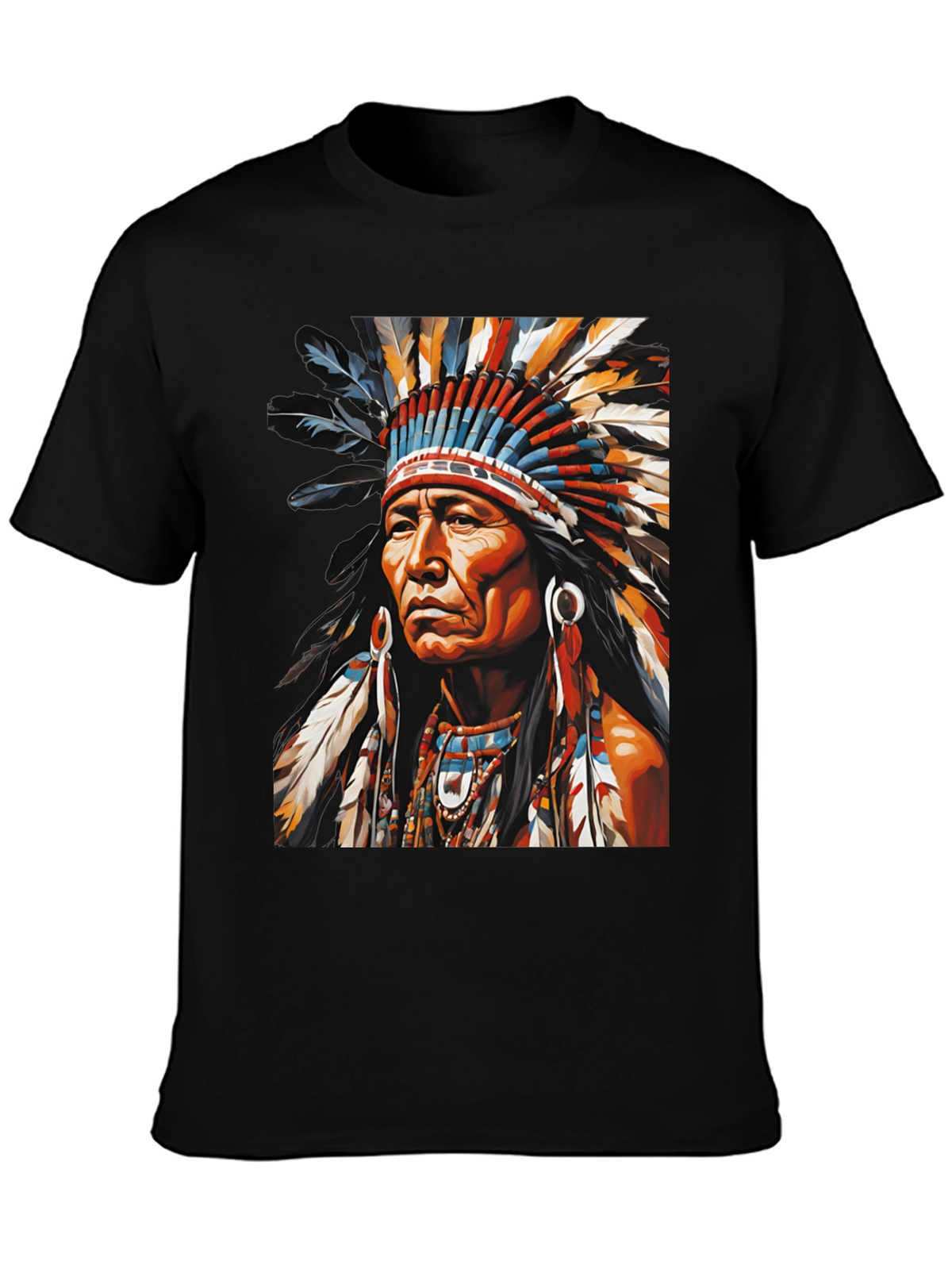 Native American Headdress Graphic Tee - Bold Style