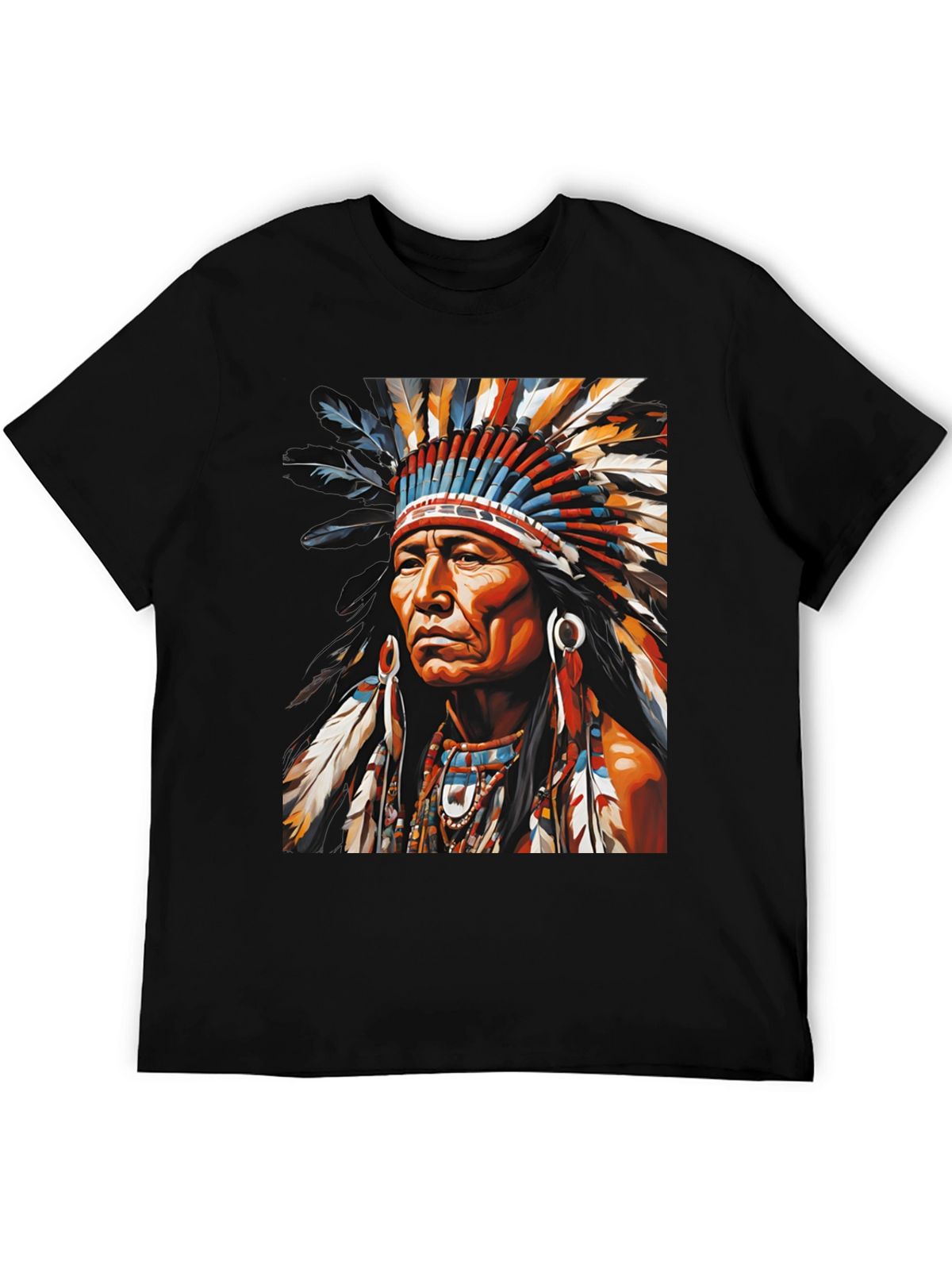 Native American Headdress Graphic Tee - Bold Style