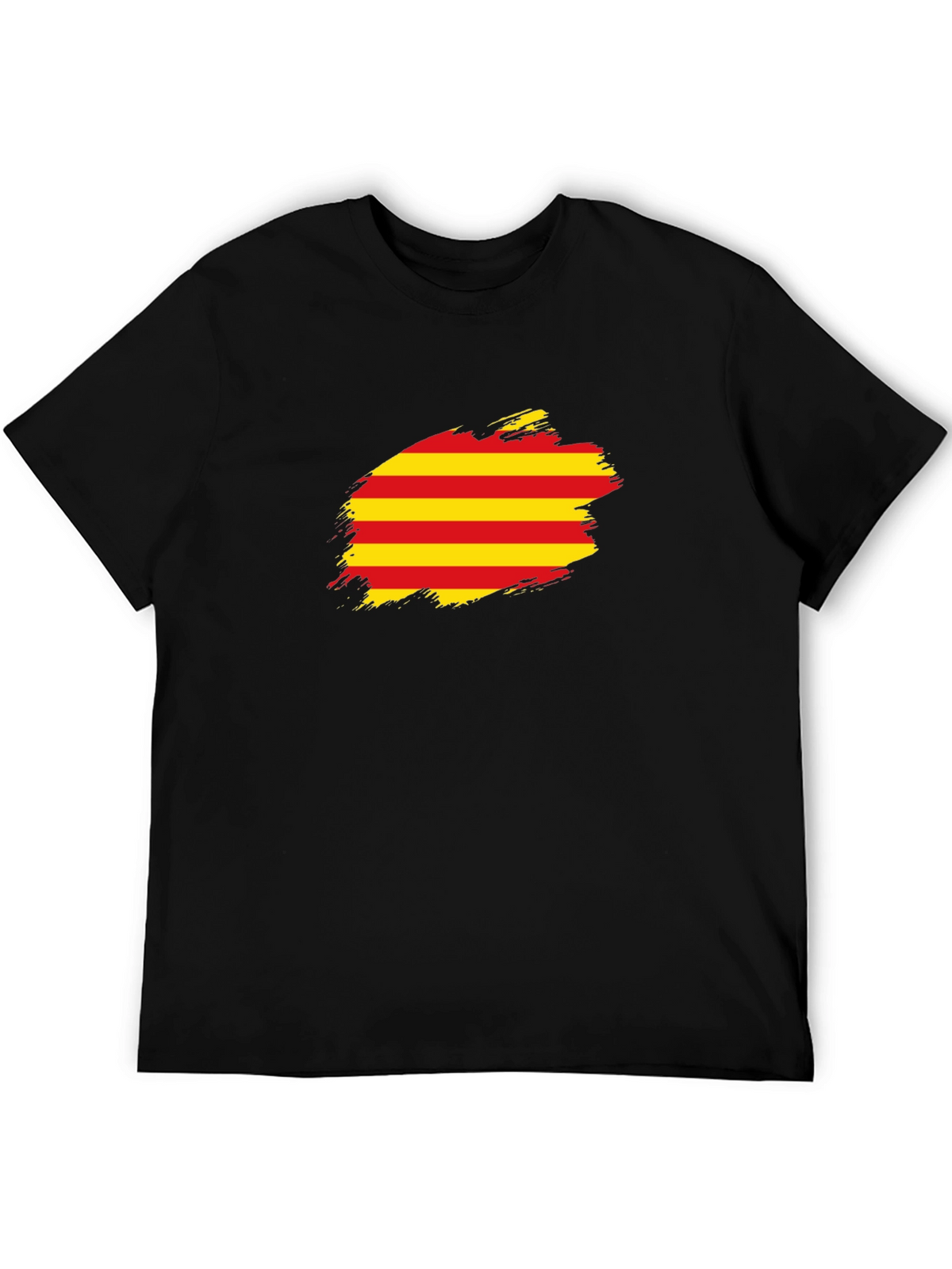 Catalonia Flag Brush T-Shirt - Black Cotton Tee