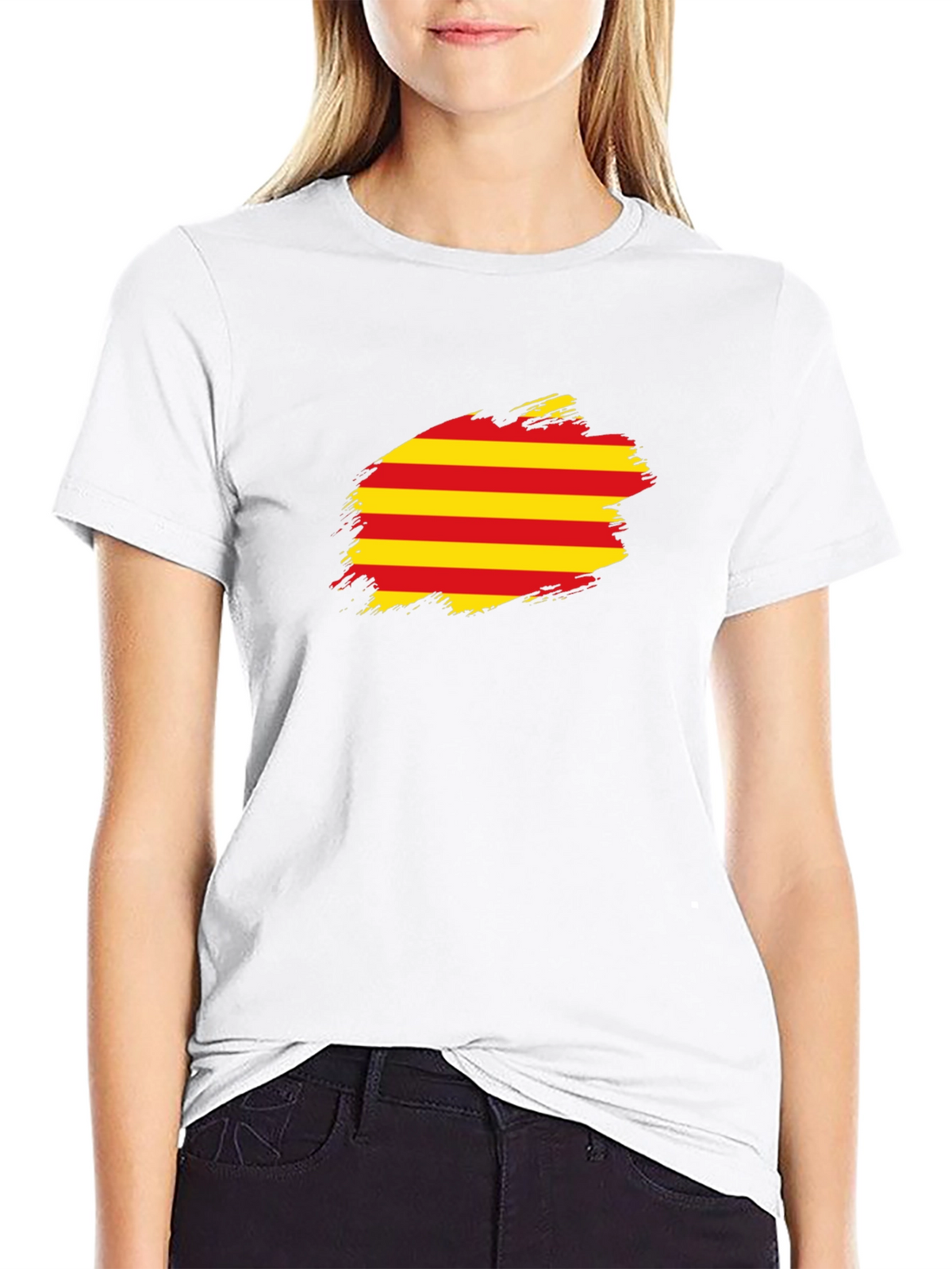 Catalonia Flag Brush T-Shirt - Black Cotton Tee