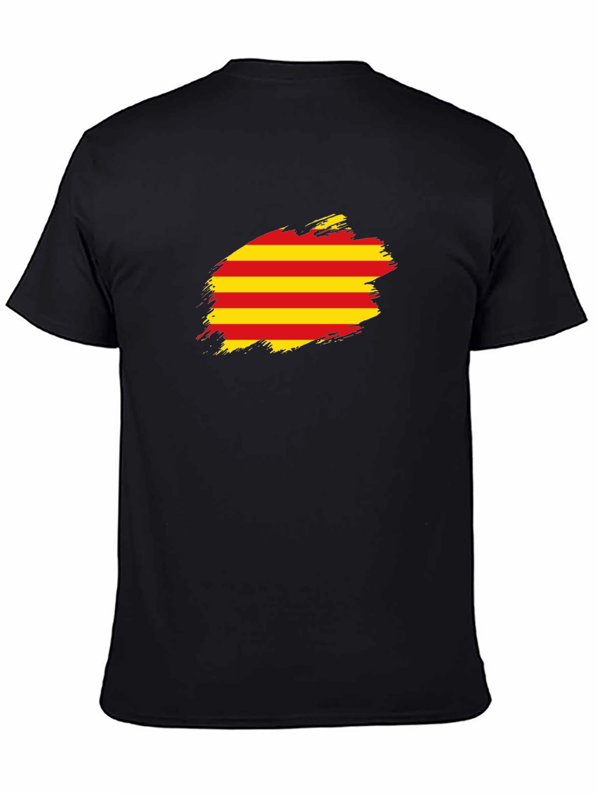 Catalonia Flag Brush T-Shirt - Black Cotton Tee