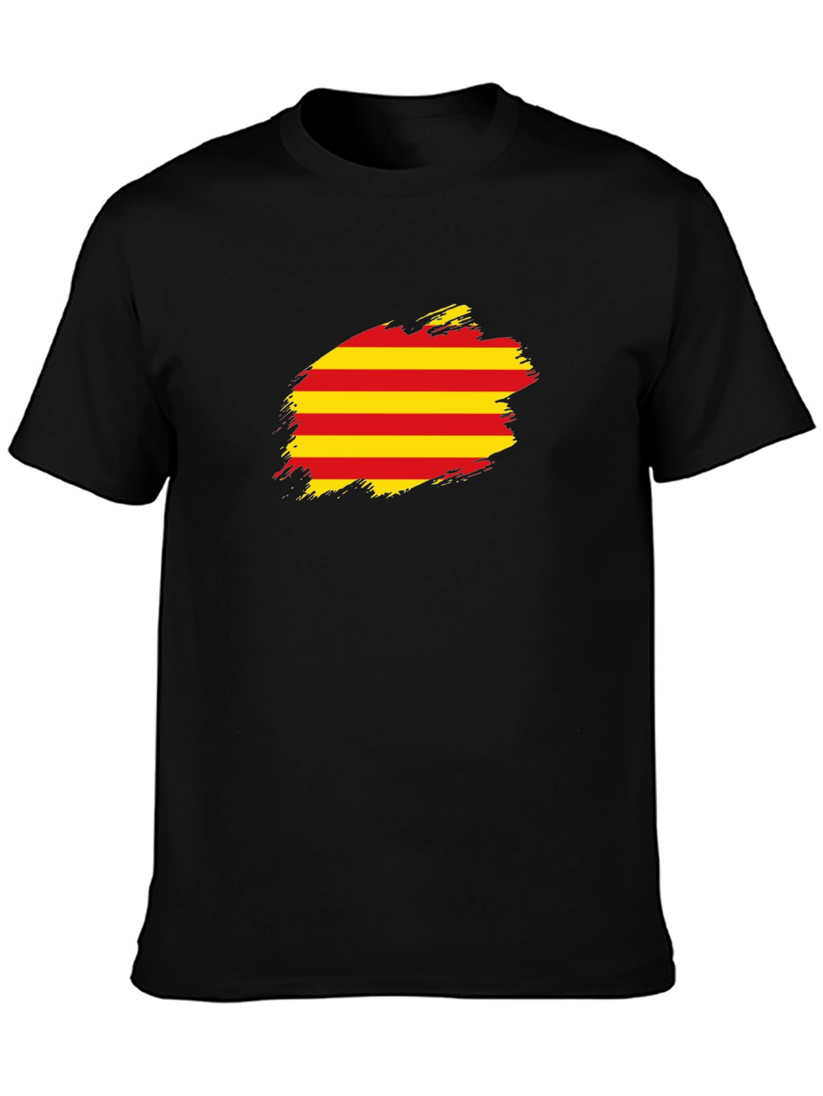 Catalonia Flag Brush T-Shirt - Black Cotton Tee