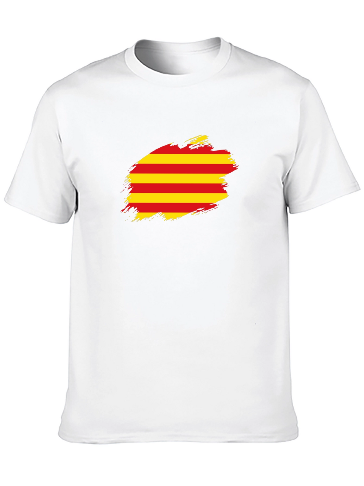 Catalonia Flag Brush T-Shirt - Black Cotton Tee