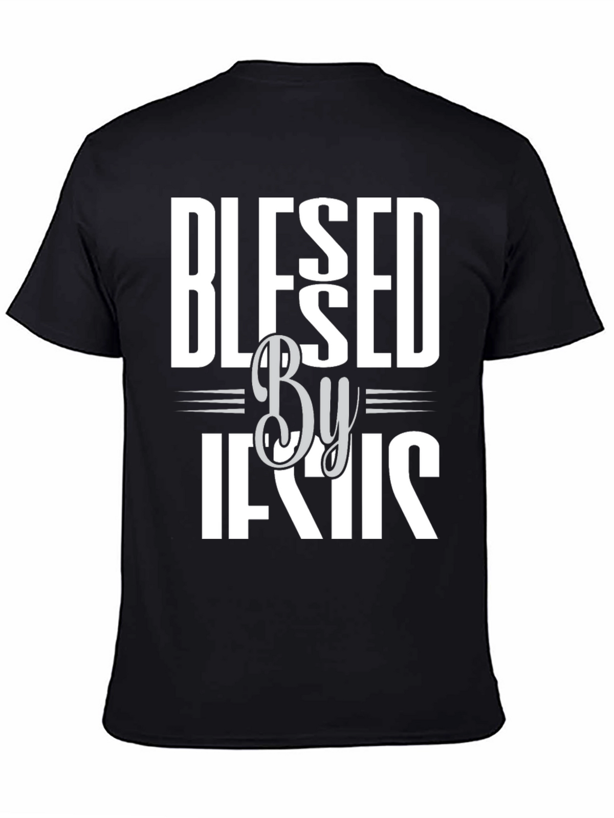 Blessed By Jesus Graphic T-Shirt - Black Cotton Blend