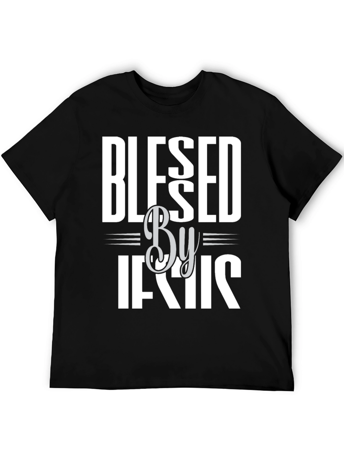 Blessed By Jesus Graphic T-Shirt - Black Cotton Blend