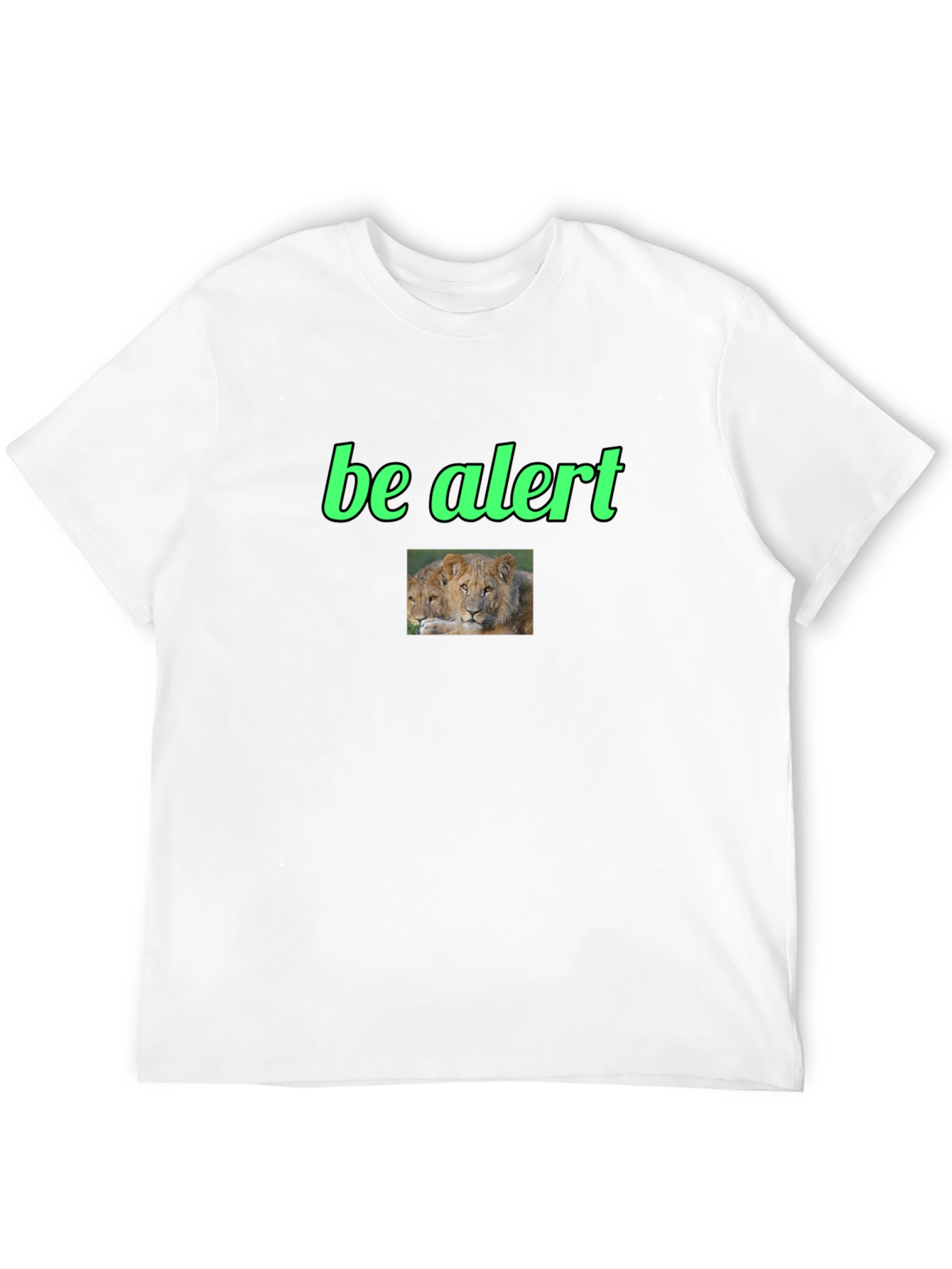 Be Alert Lion Graphic Black T-Shirt