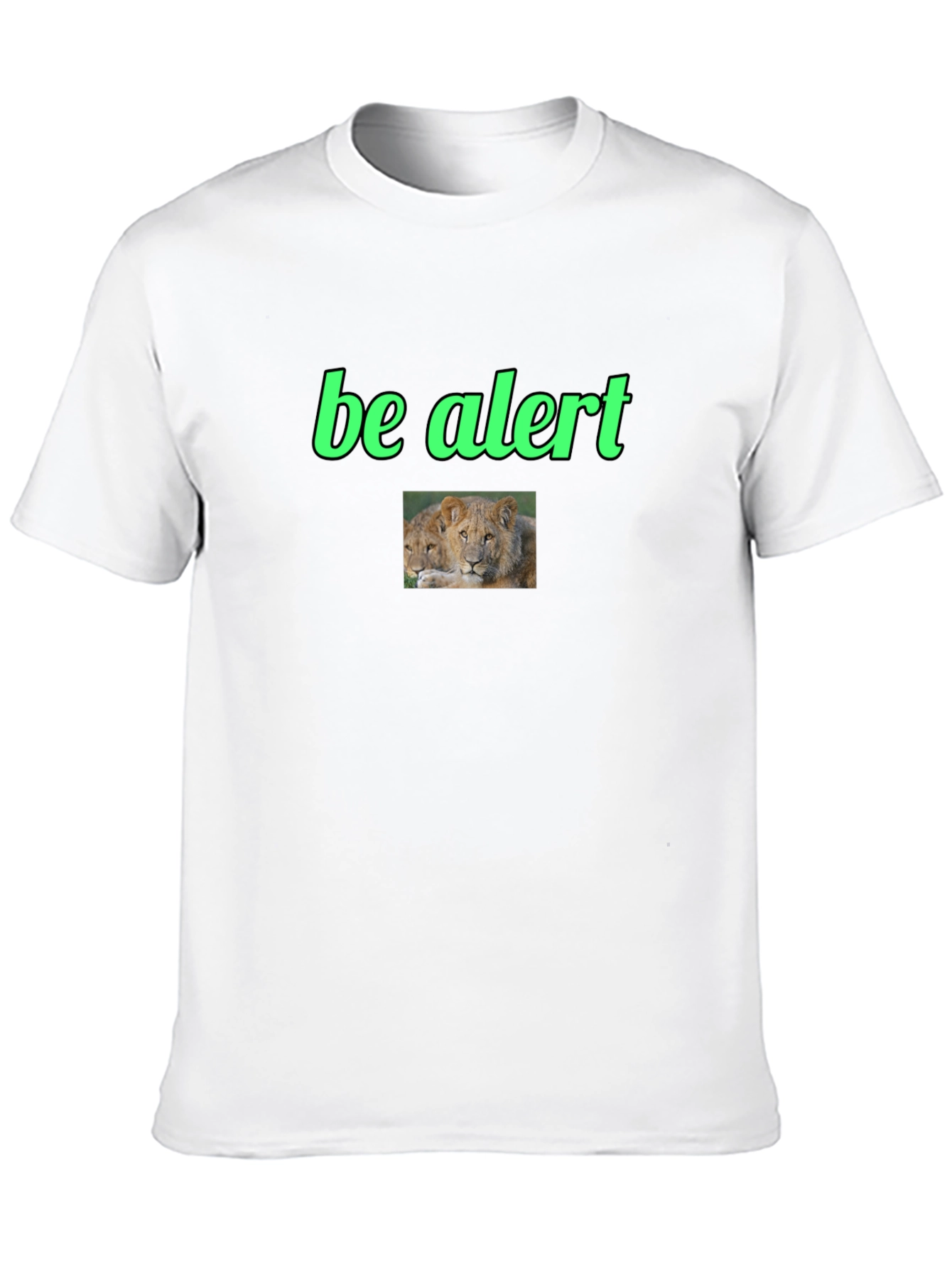 Be Alert Lion Graphic Black T-Shirt