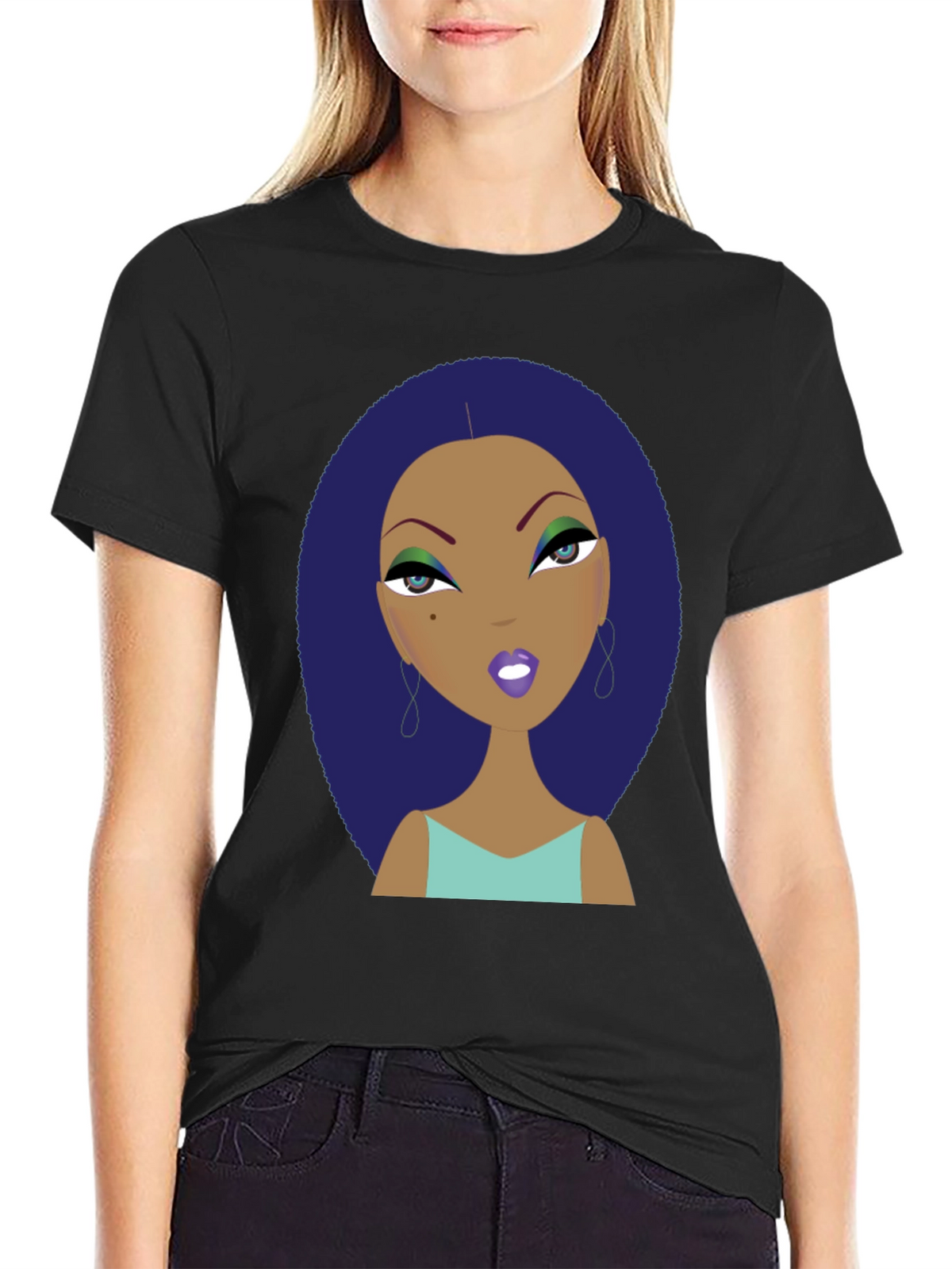 Funky Cartoon Lady Graphic Print Tee