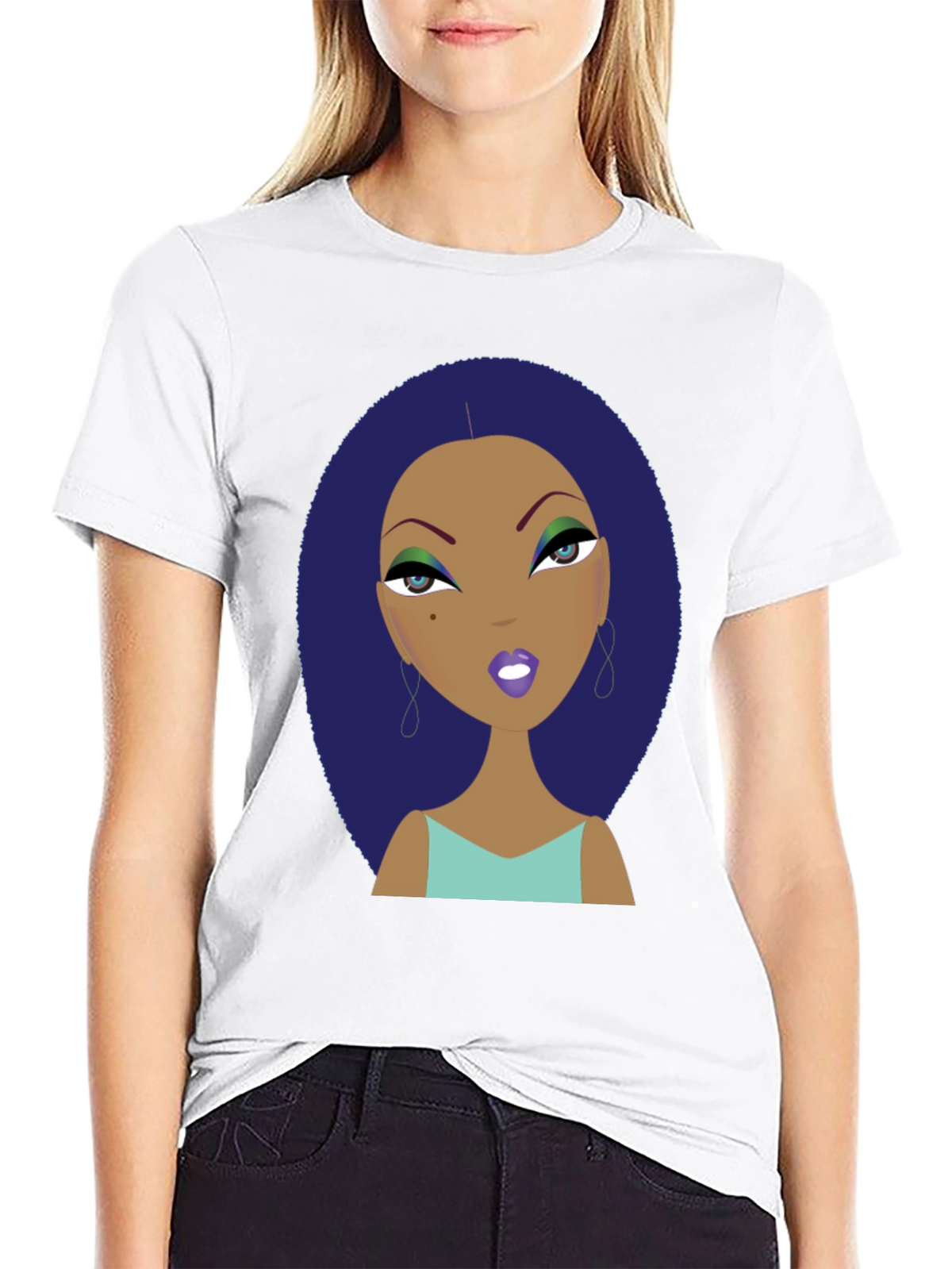 Funky Cartoon Lady Graphic Print Tee