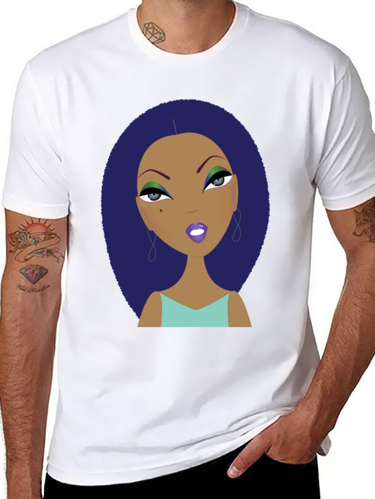 Funky Cartoon Lady Graphic Print Tee