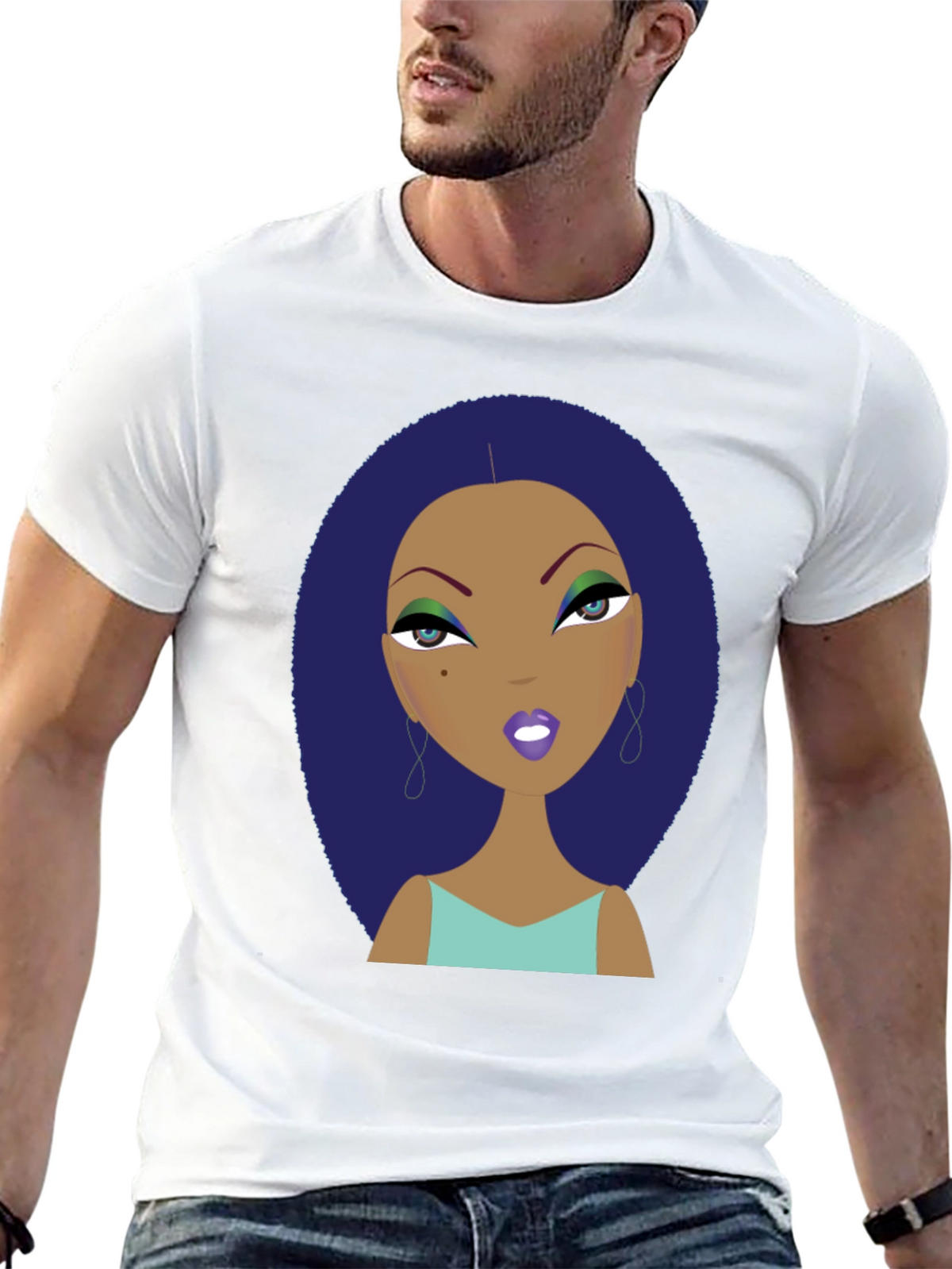 Funky Cartoon Lady Graphic Print Tee