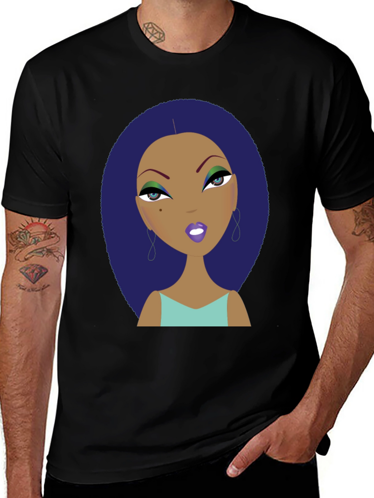 Funky Cartoon Lady Graphic Print Tee