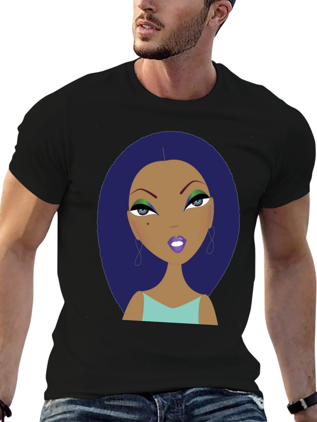 Funky Cartoon Lady Graphic Print Tee