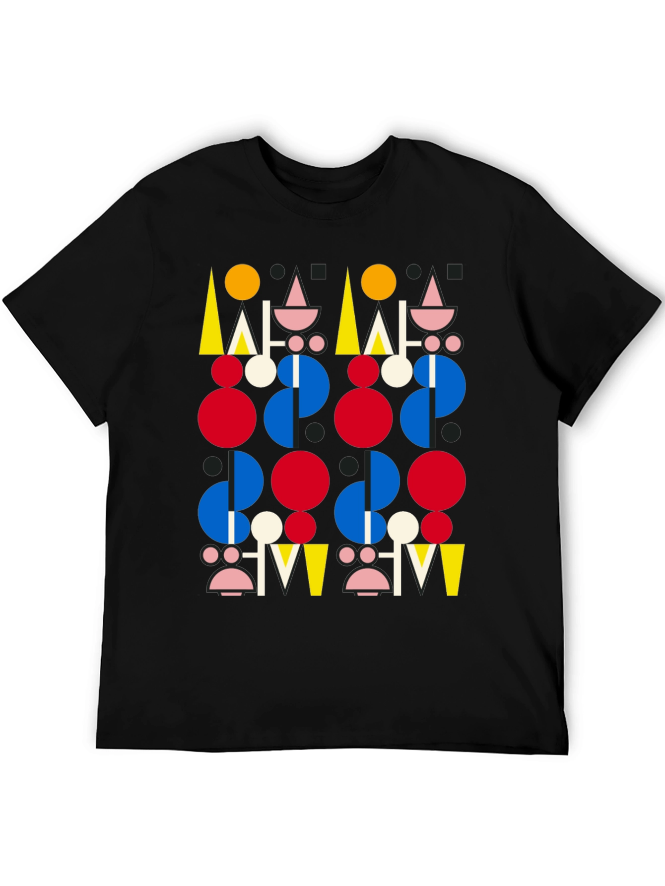 Abstract Geometric Pattern Black T-Shirt