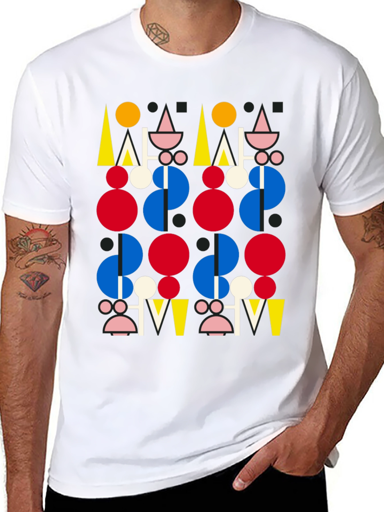 Abstract Geometric Pattern Black T-Shirt