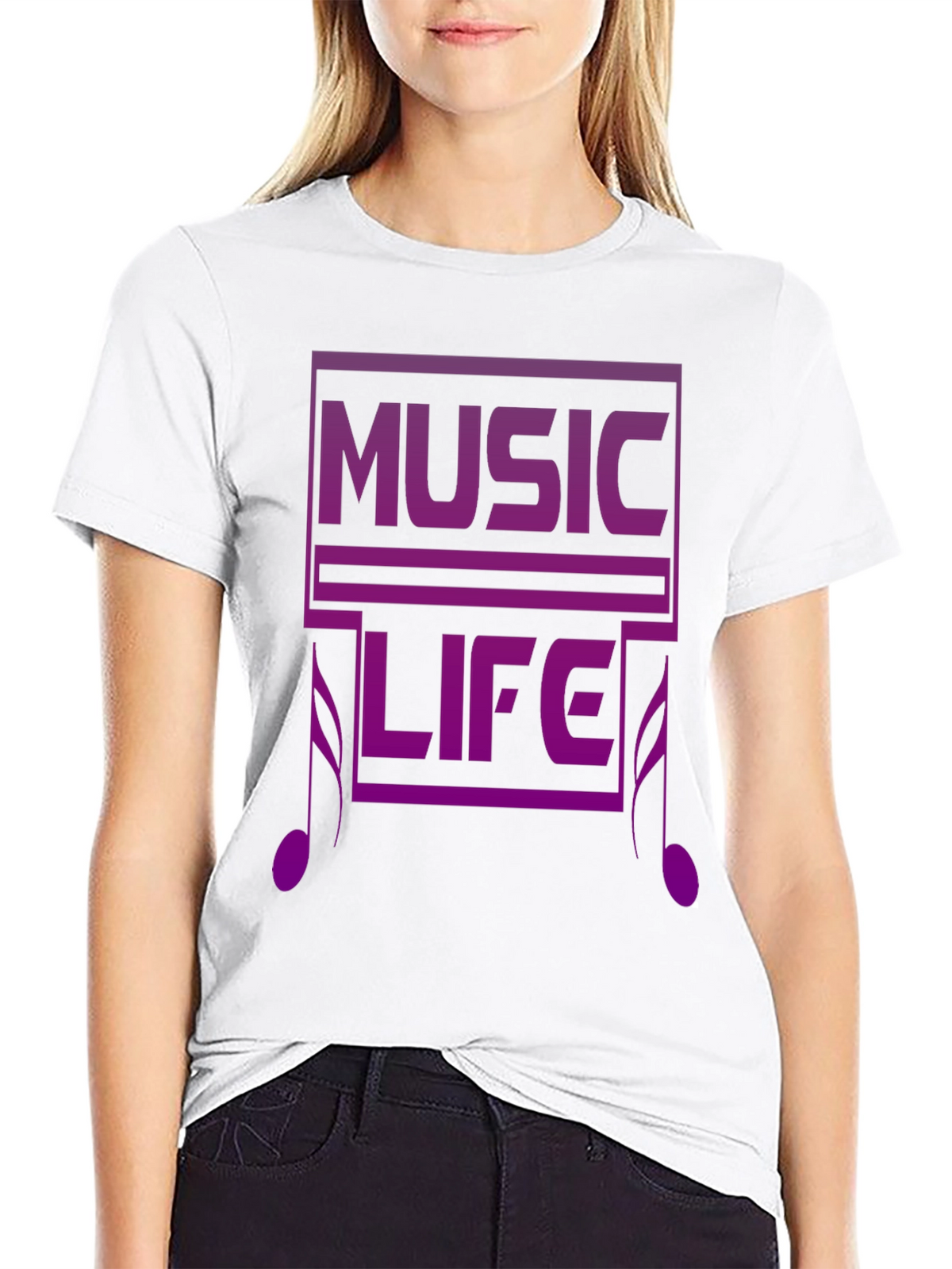 Music Life Graphic Tee - Black Casual T-Shirt