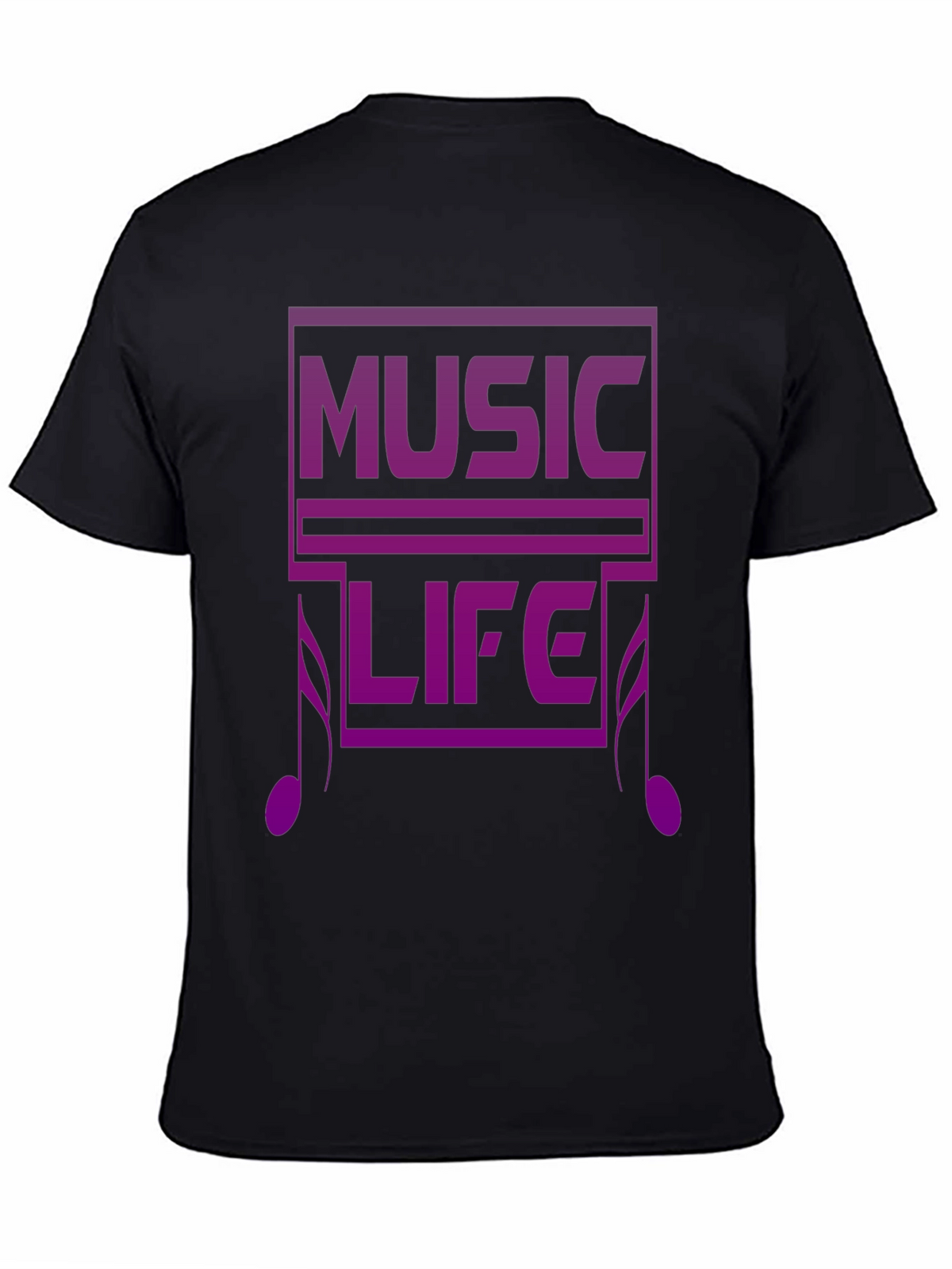 Music Life Graphic Tee - Black Casual T-Shirt