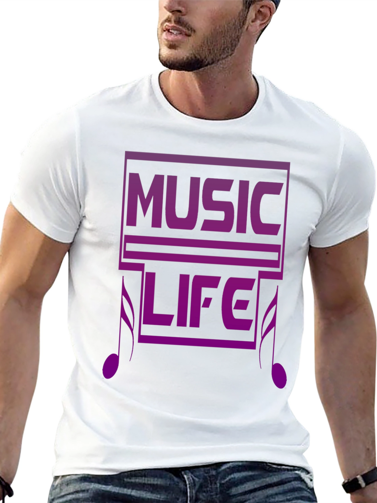 Music Life Graphic Tee - Black Casual T-Shirt