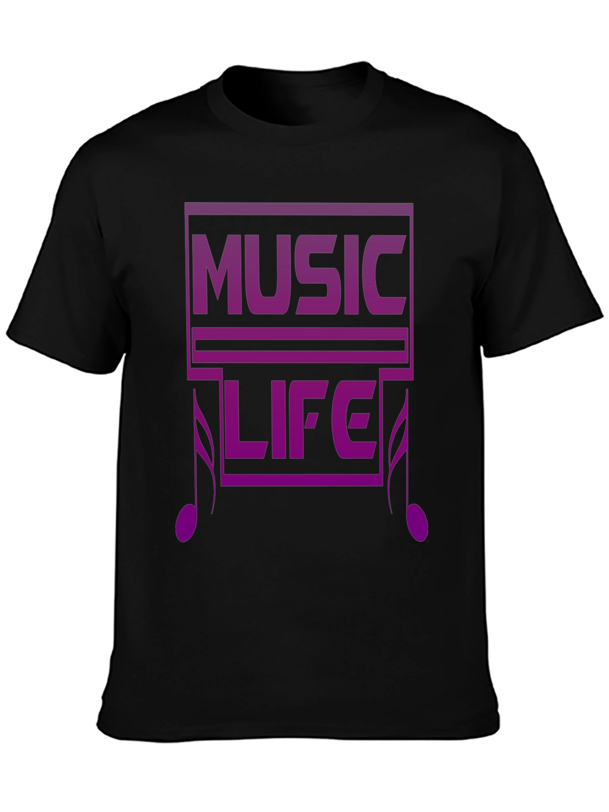 Music Life Graphic Tee - Black Casual T-Shirt