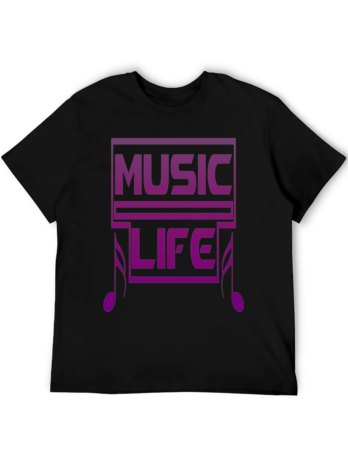 Music Life Graphic Tee - Black Casual T-Shirt