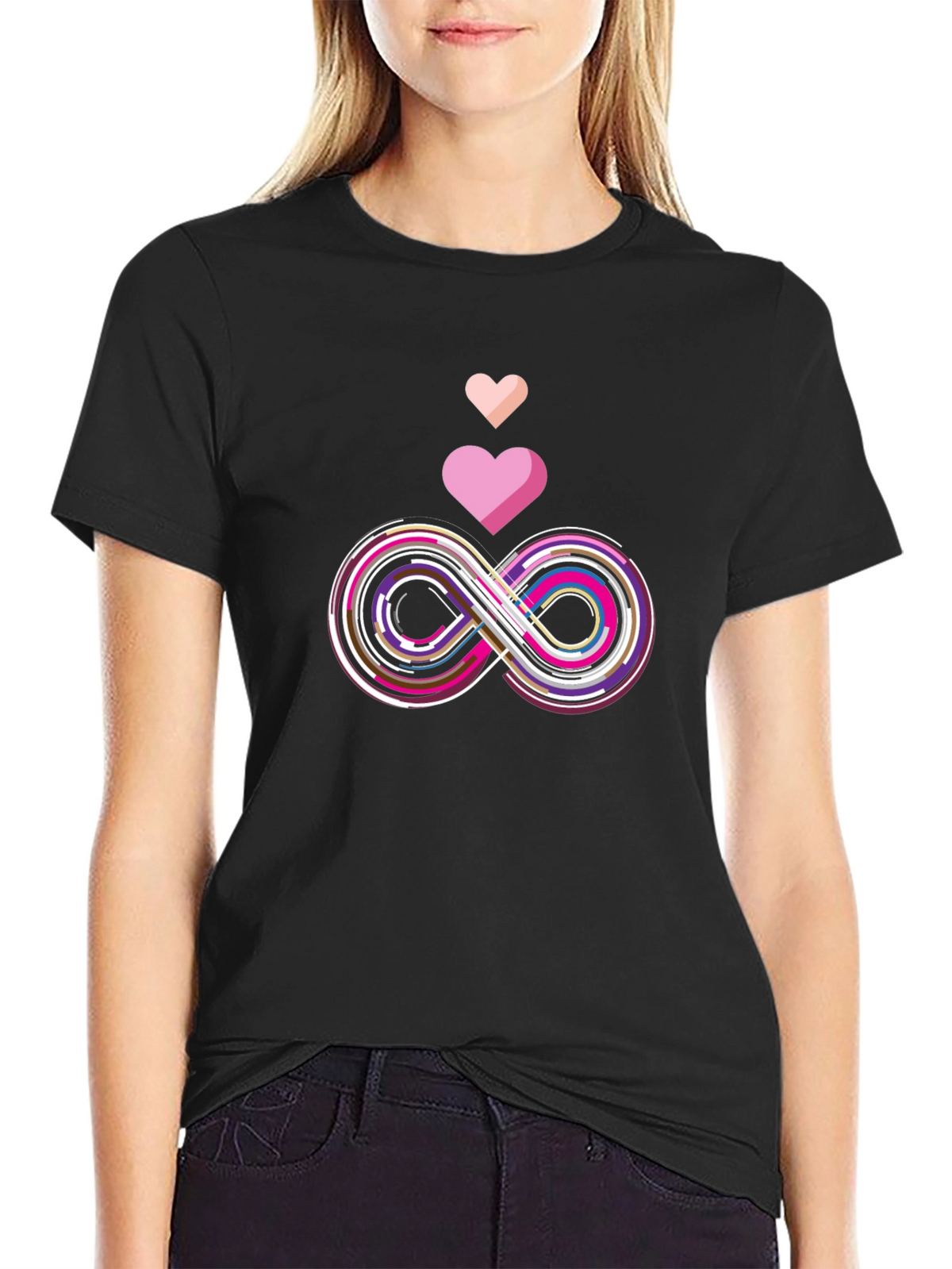 Infinity Love Graphic Tee - Stylish Black T-Shirt
