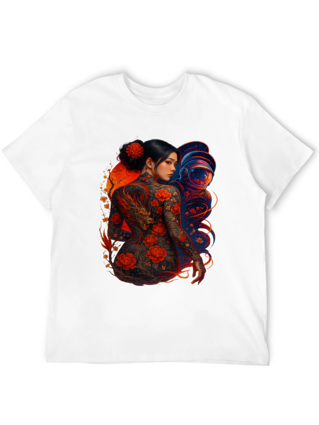 Dragon & Astronaut Graphic Tee - Stylish Print