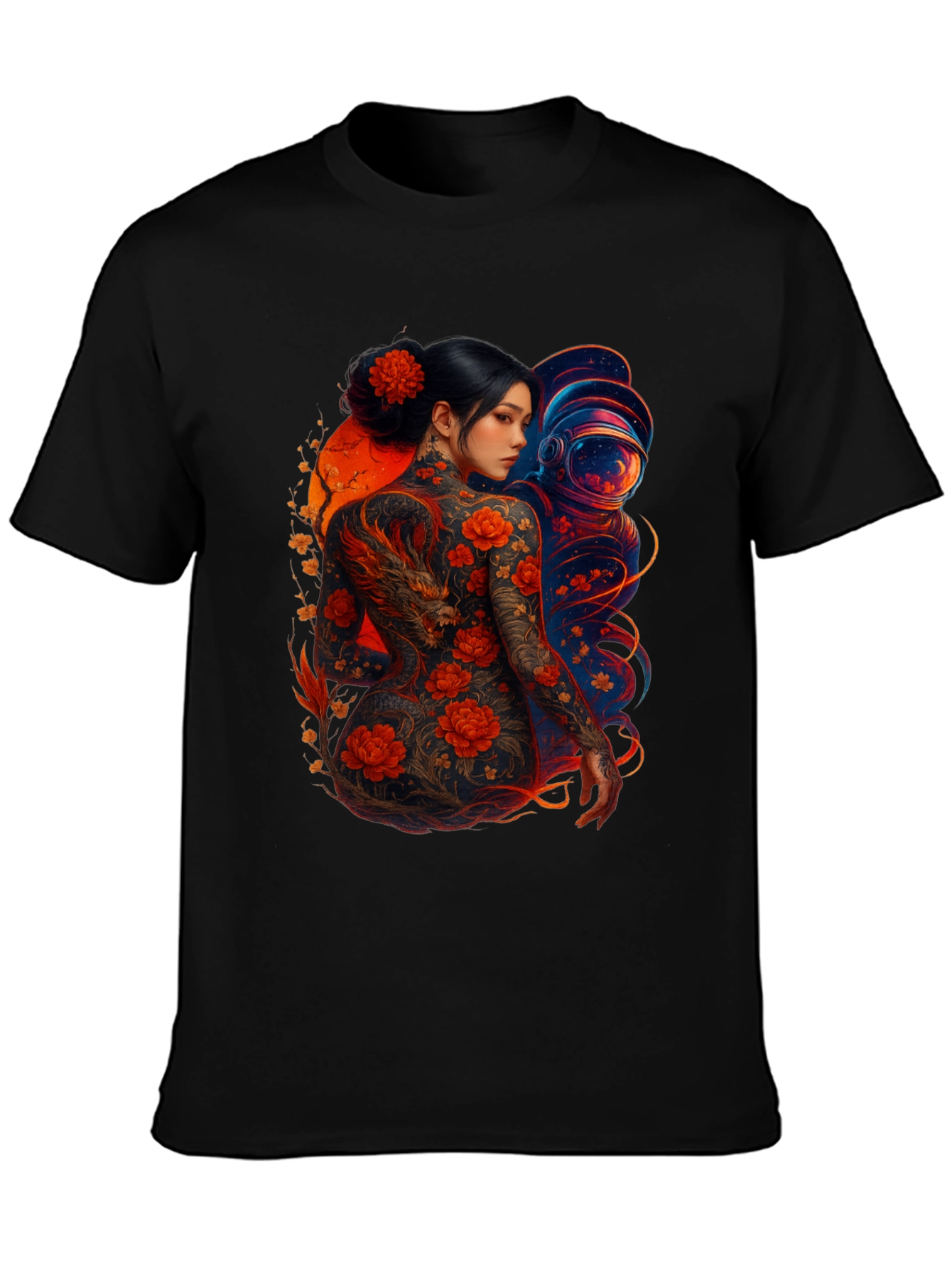 Dragon & Astronaut Graphic Tee - Stylish Print
