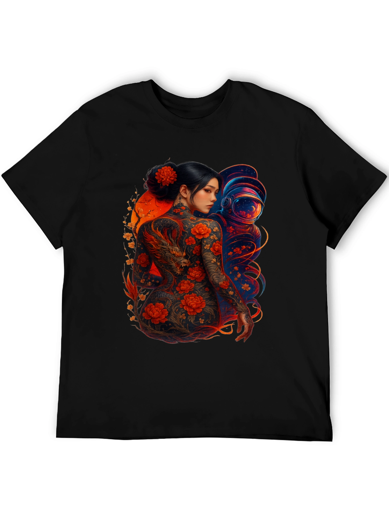 Dragon & Astronaut Graphic Tee - Stylish Print