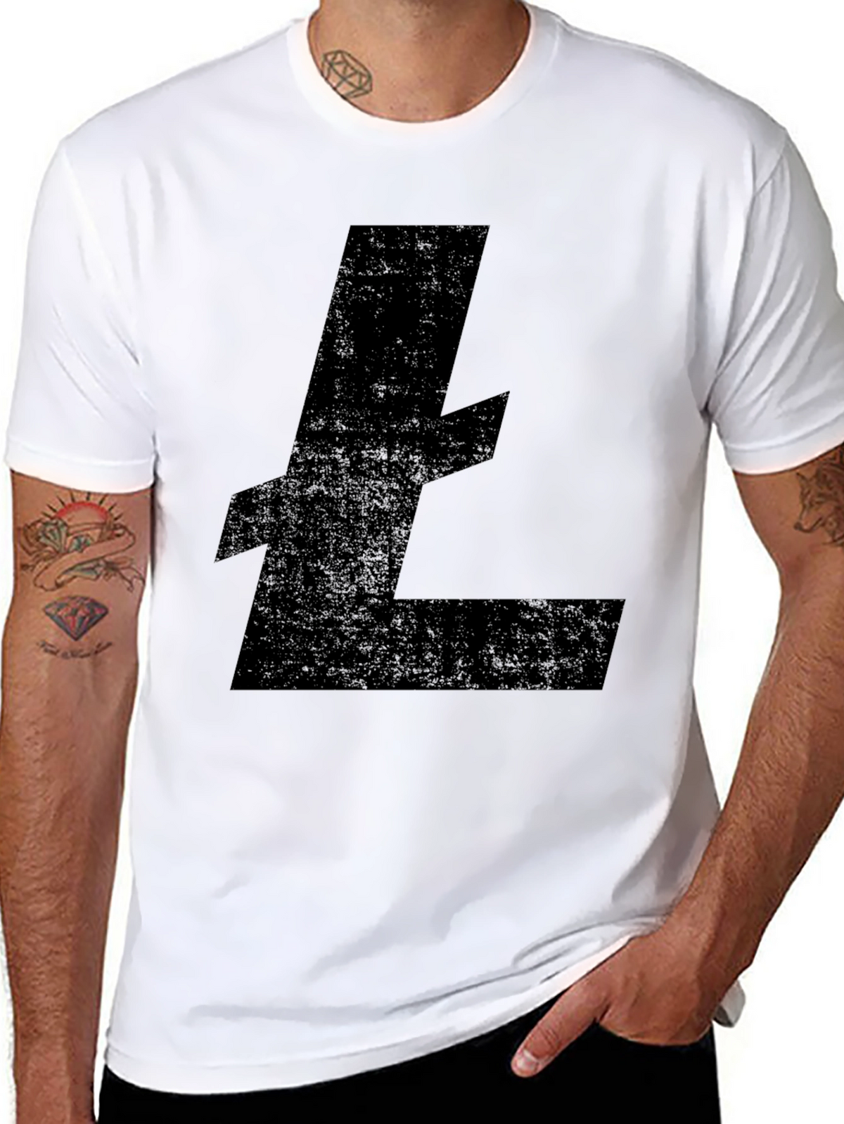 Litecoin Crypto Logo Black T-Shirt